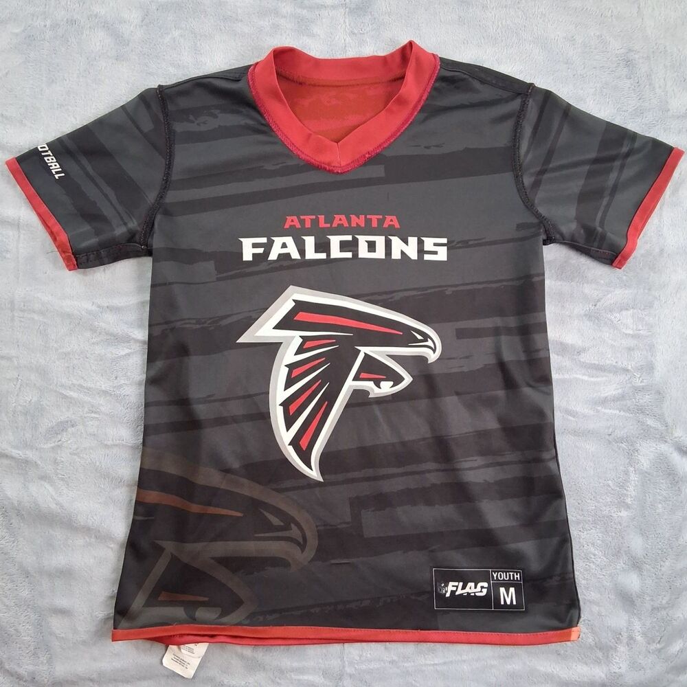NFL Flag Atlanta Falcons Football Jersey Kids M Black Striped NWT Reversible